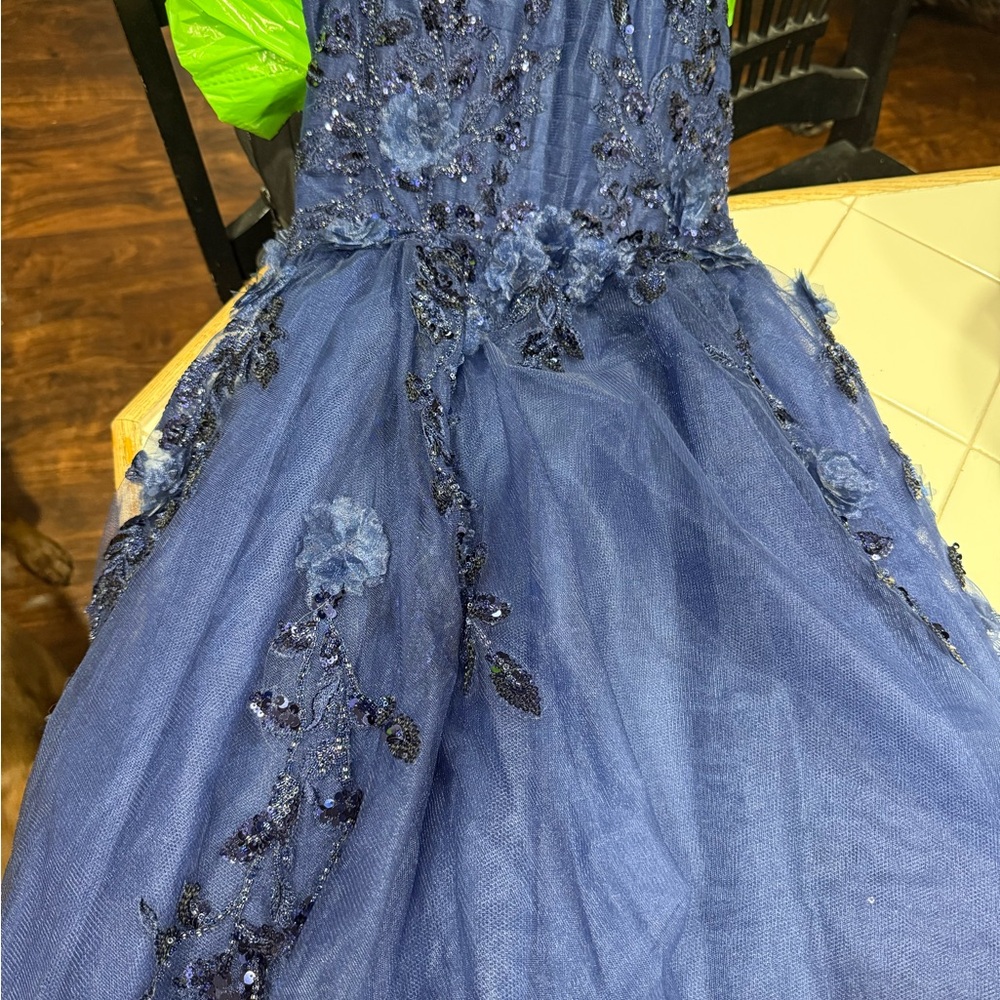 Windsor Blue Embellished Sleeveless Gown for Prom